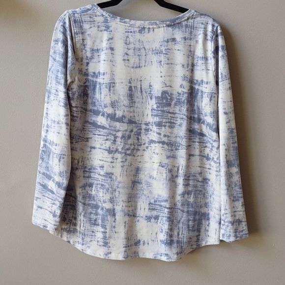 Rose + Olive Long Sleeve Tie Dye Shirt with Bunched Center Waist Size L - Picture 6 of 12